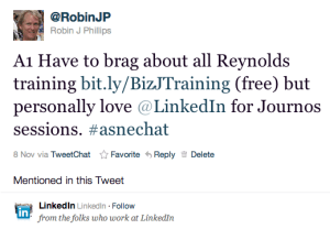 #ASNEchat tweet from @RobinJP